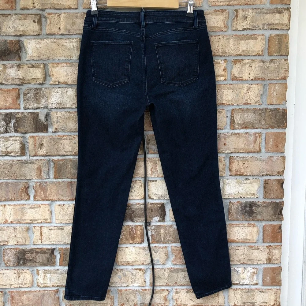 Talbots Flawless Stretchy Black Velvet‎ Trim Sides Blue Wash Slim Ankle Jeans 6